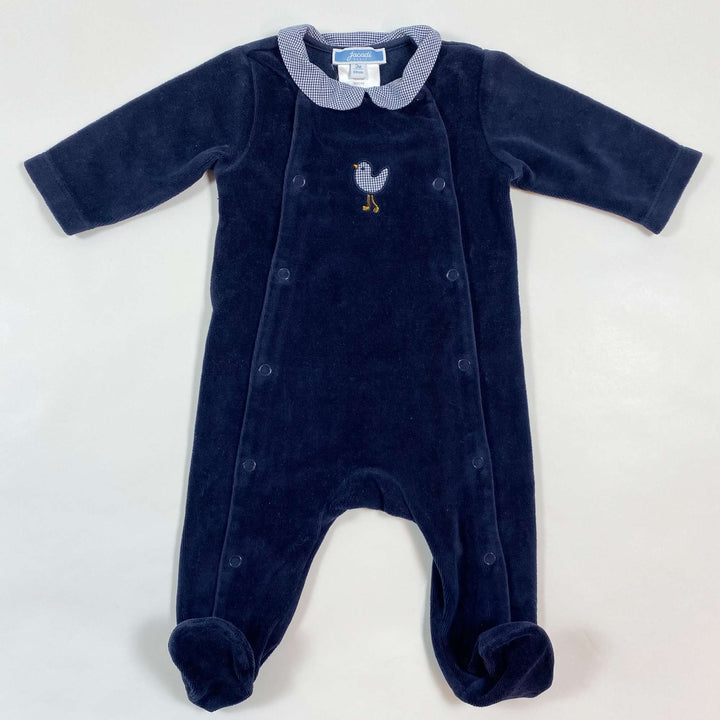 Jacadi navy velvet bird applique pyjama 3M/60 1