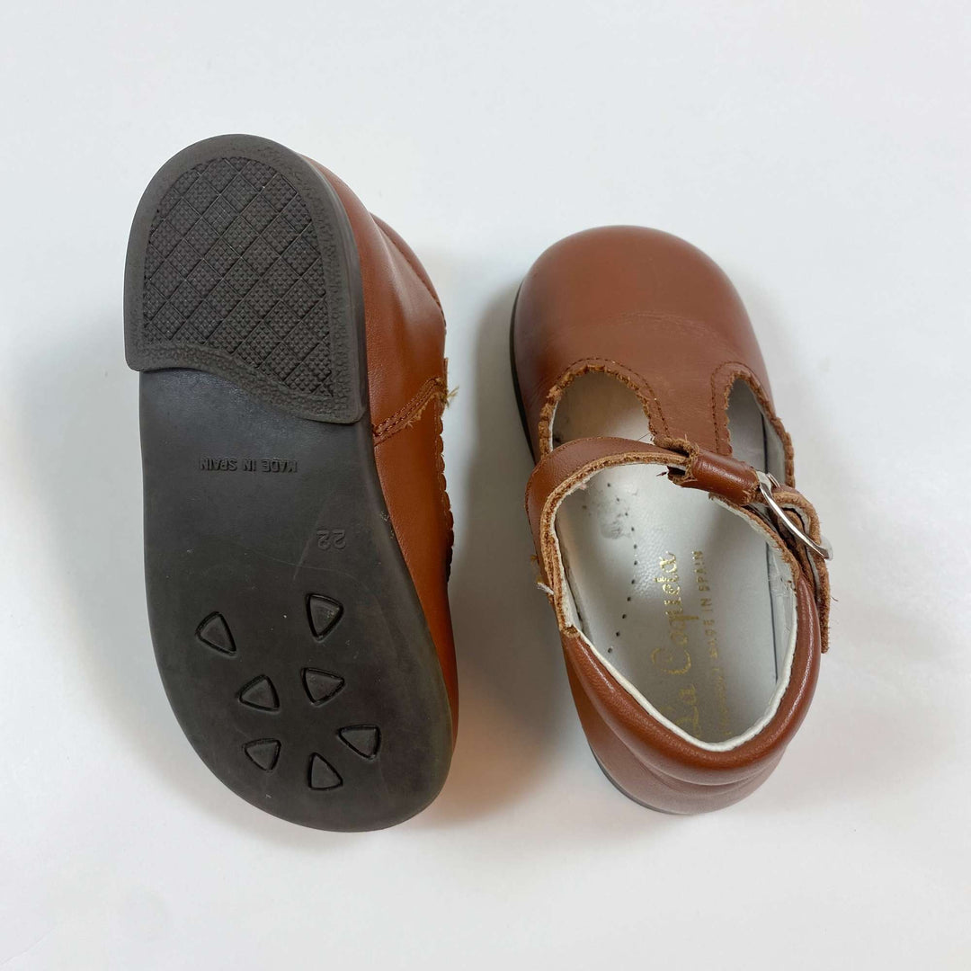 La Coqueta brown leather t-bar shoes 22 3