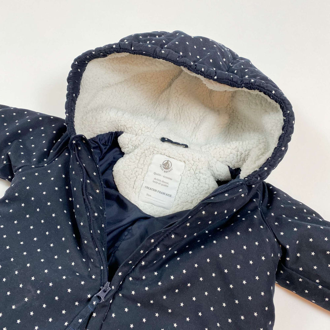 Petit Bateau navy star print snow suit 12M 2