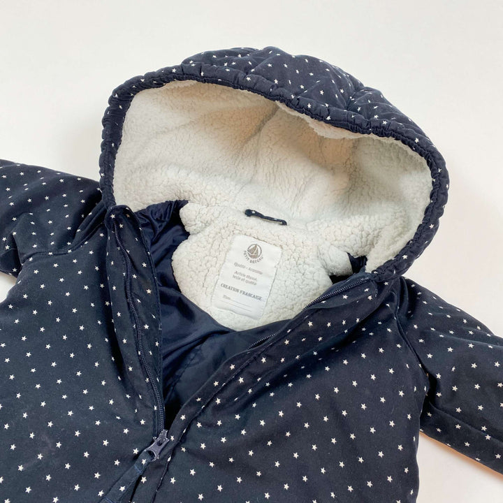 Petit Bateau navy star print snow suit 12M 2