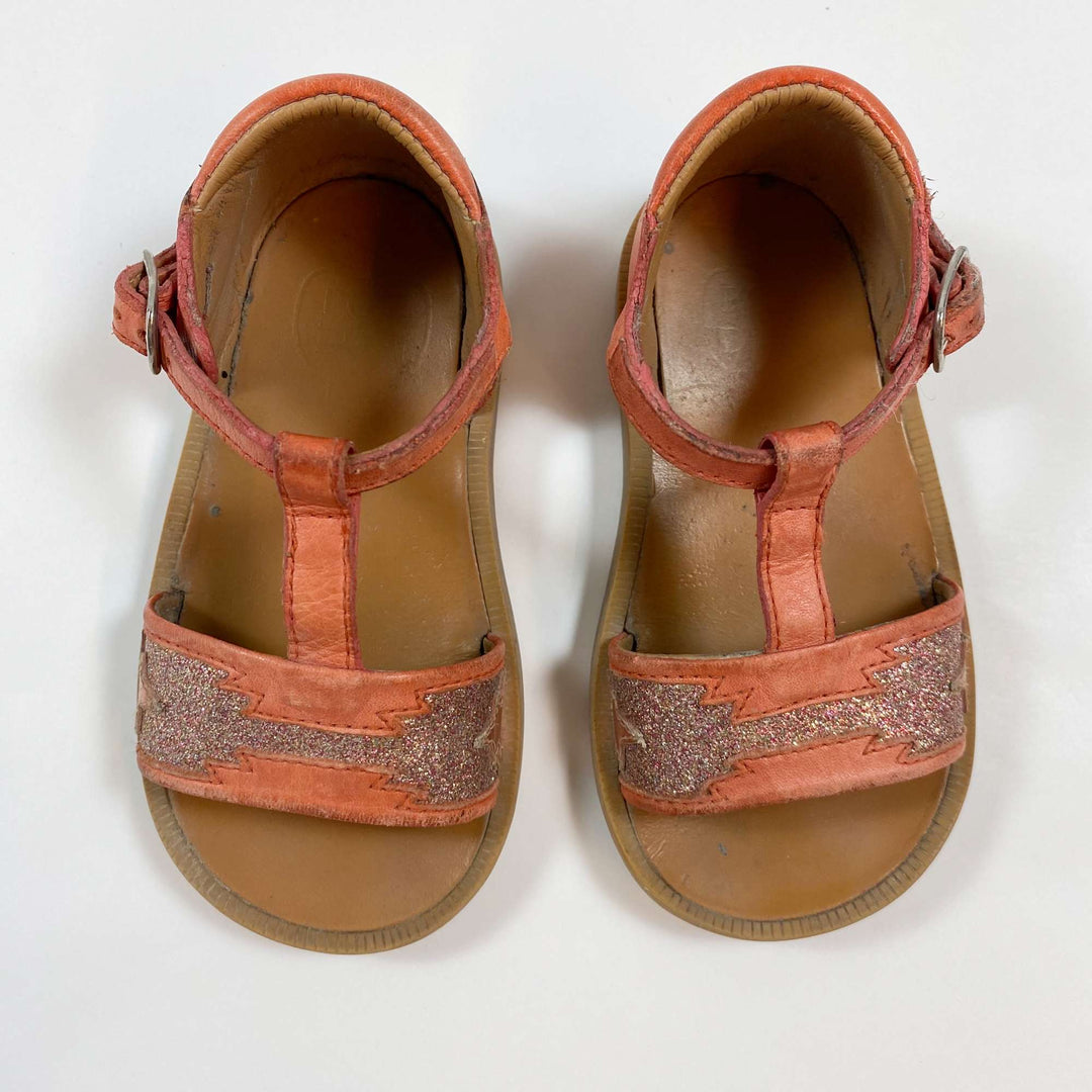 Pom D'Api orange glitter leather sandals 22 3