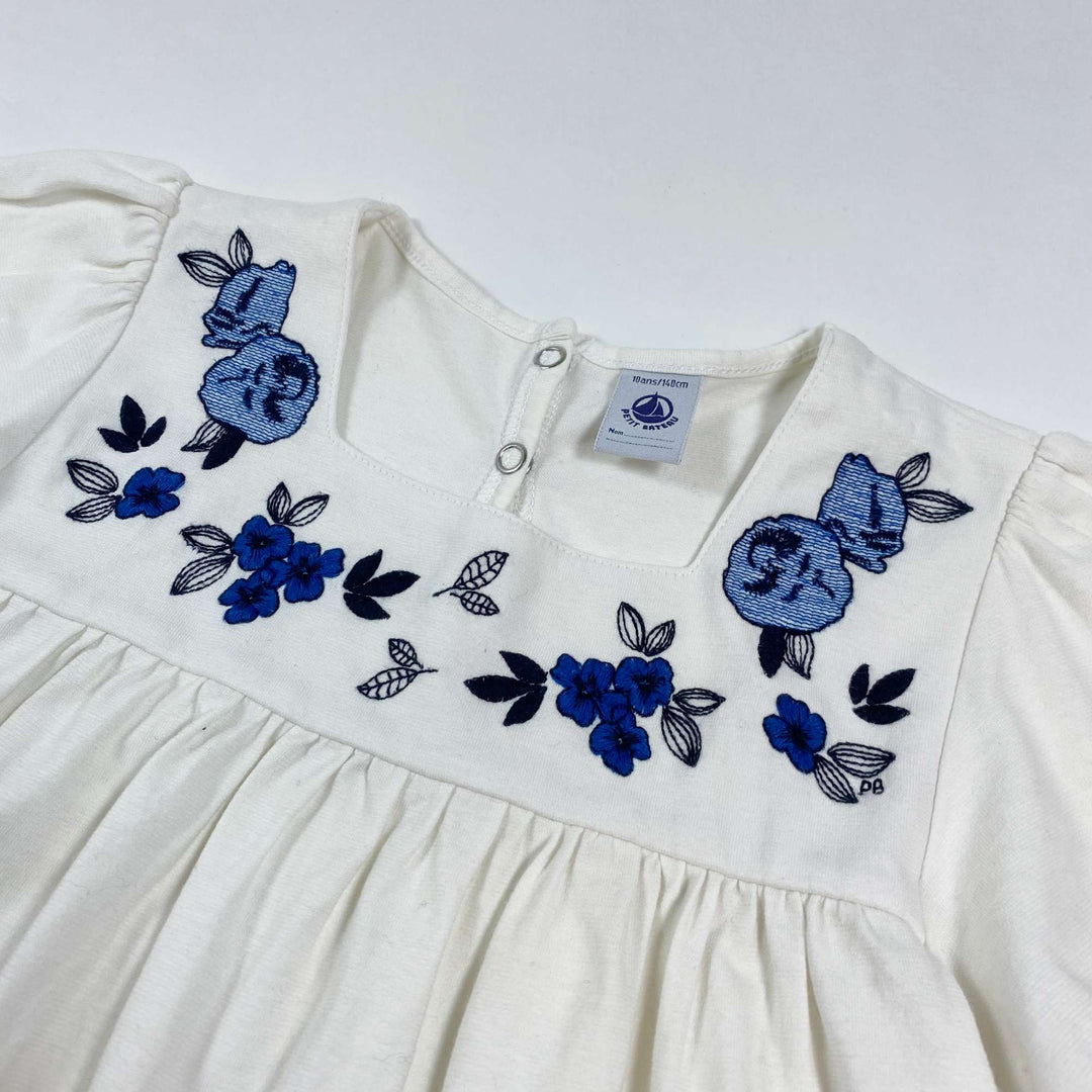 Petit Bateau white embroidered jersey blouse 10Y/140 2