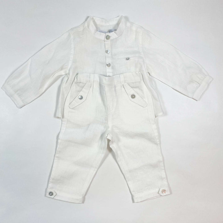 Tartine et Chocolat white linen festive shirt and pants summer set Second Season 9M 1