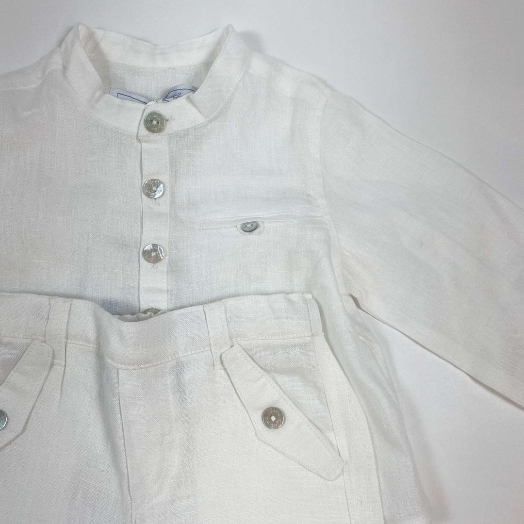 Tartine et Chocolat white linen festive shirt and pants summer set Second Season 9M 2