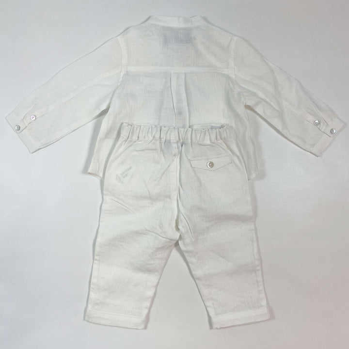 Tartine et Chocolat white linen festive shirt and pants summer set Second Season 9M 3