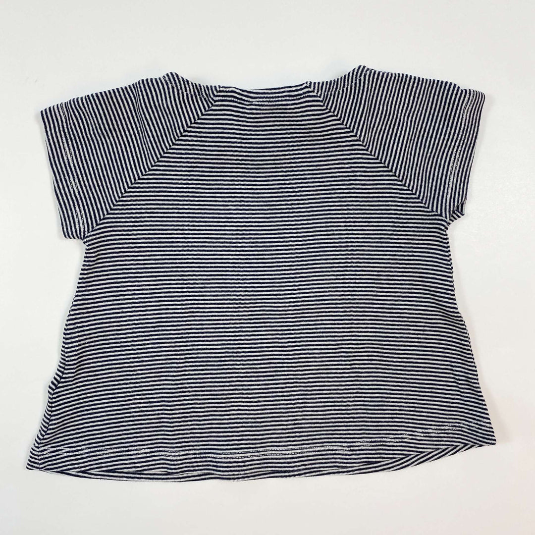 Petit Bateau navy striped big bow t-shirt 12M/74 2