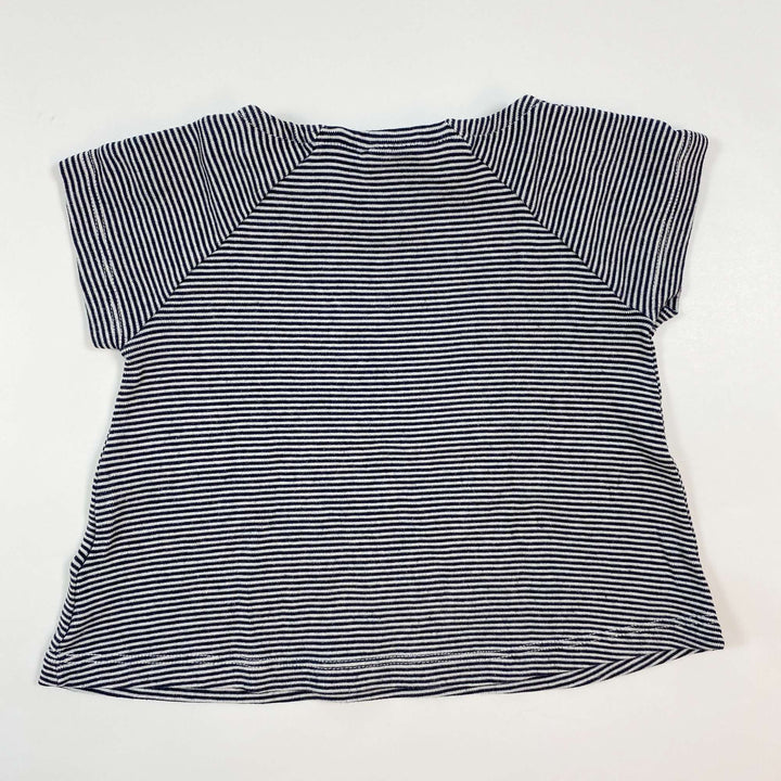 Petit Bateau navy striped big bow t-shirt 12M/74 2