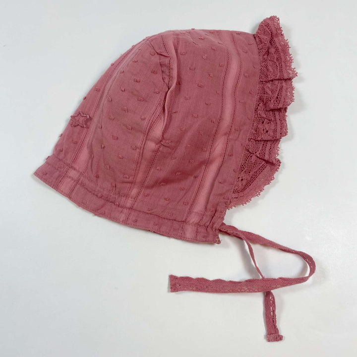 Tocoto Vintage vintage pink Swiss embroidered bonnet M/ca 1-3Y 2