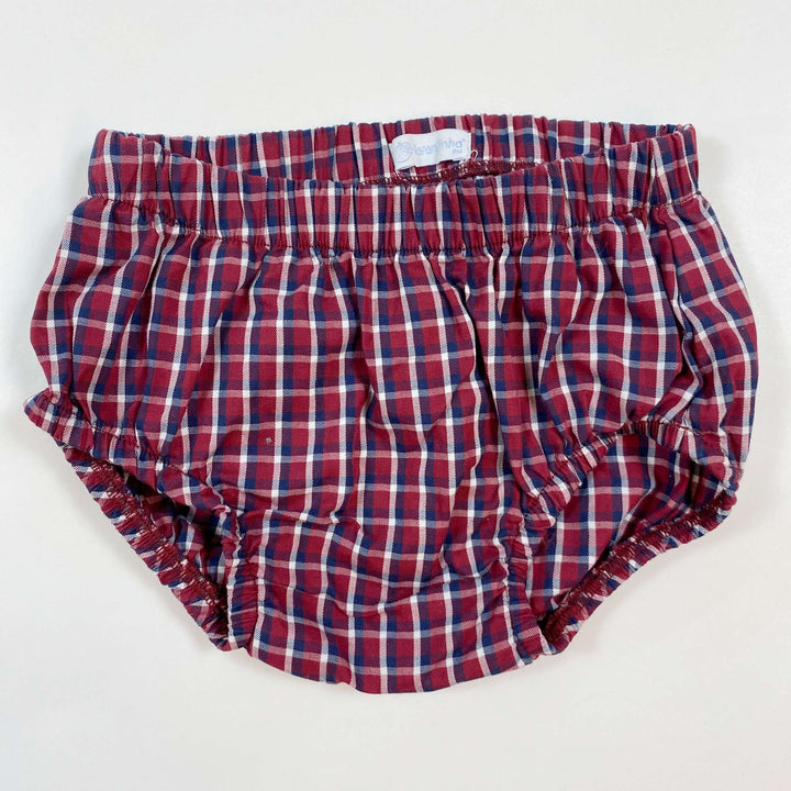 Laranjinha burgundy check bloomers 9M 1