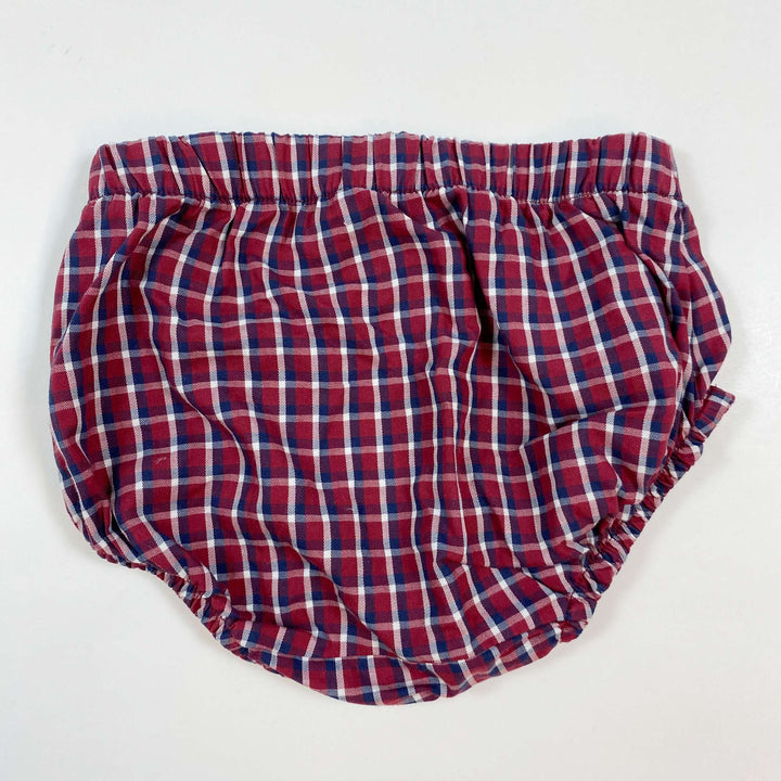 Laranjinha burgundy check bloomers 9M 2