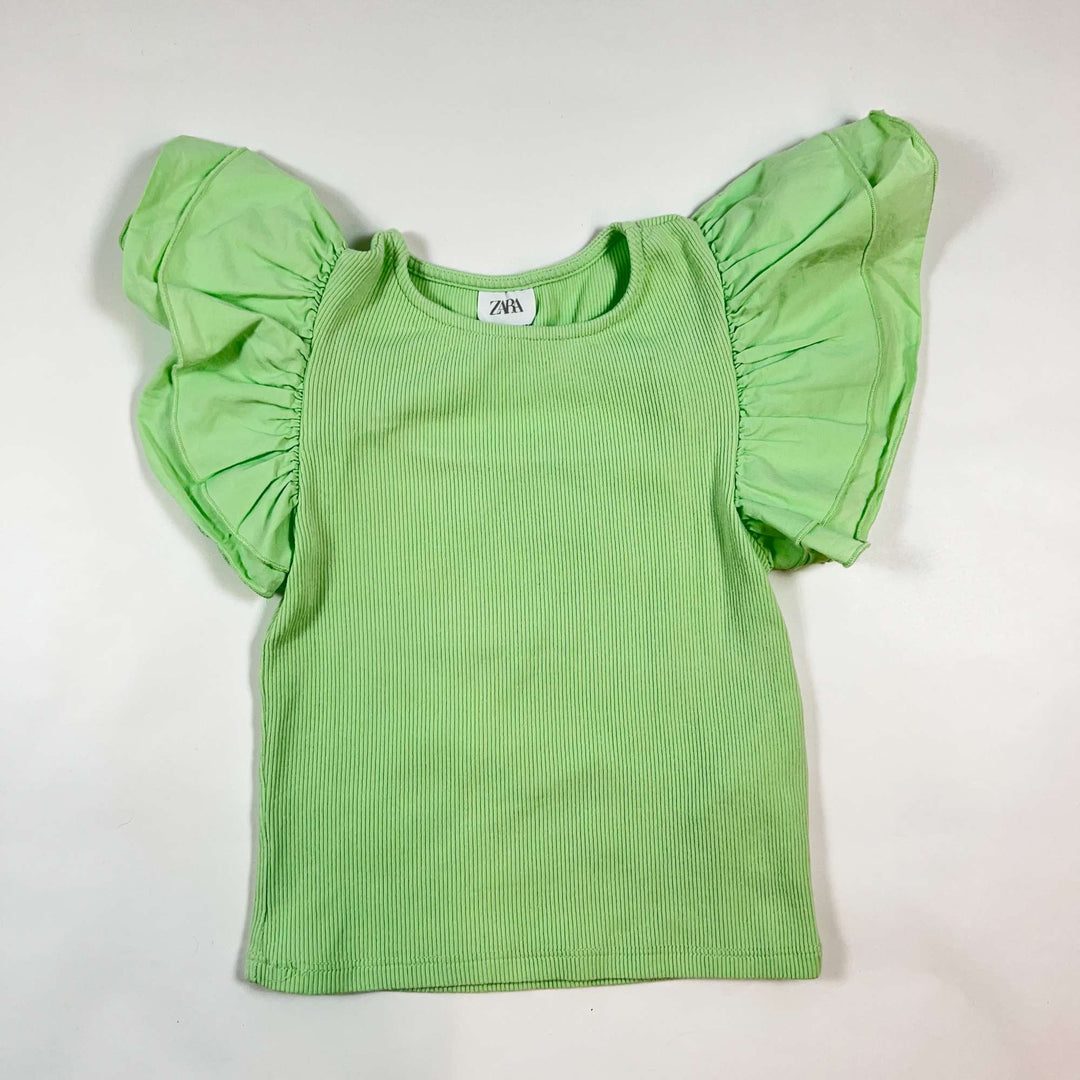 Zara neon green ribbed top 7Y/122 1