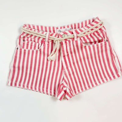 Zara coral striped denim shorts 7Y/122 1
