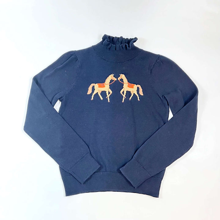 Janie and Jack navy horse  cotton blend knit pullover Second Season diff. sizes 1