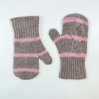 Loro Piana ecru pink stripe cashmere mittens S (6-7Y) 1