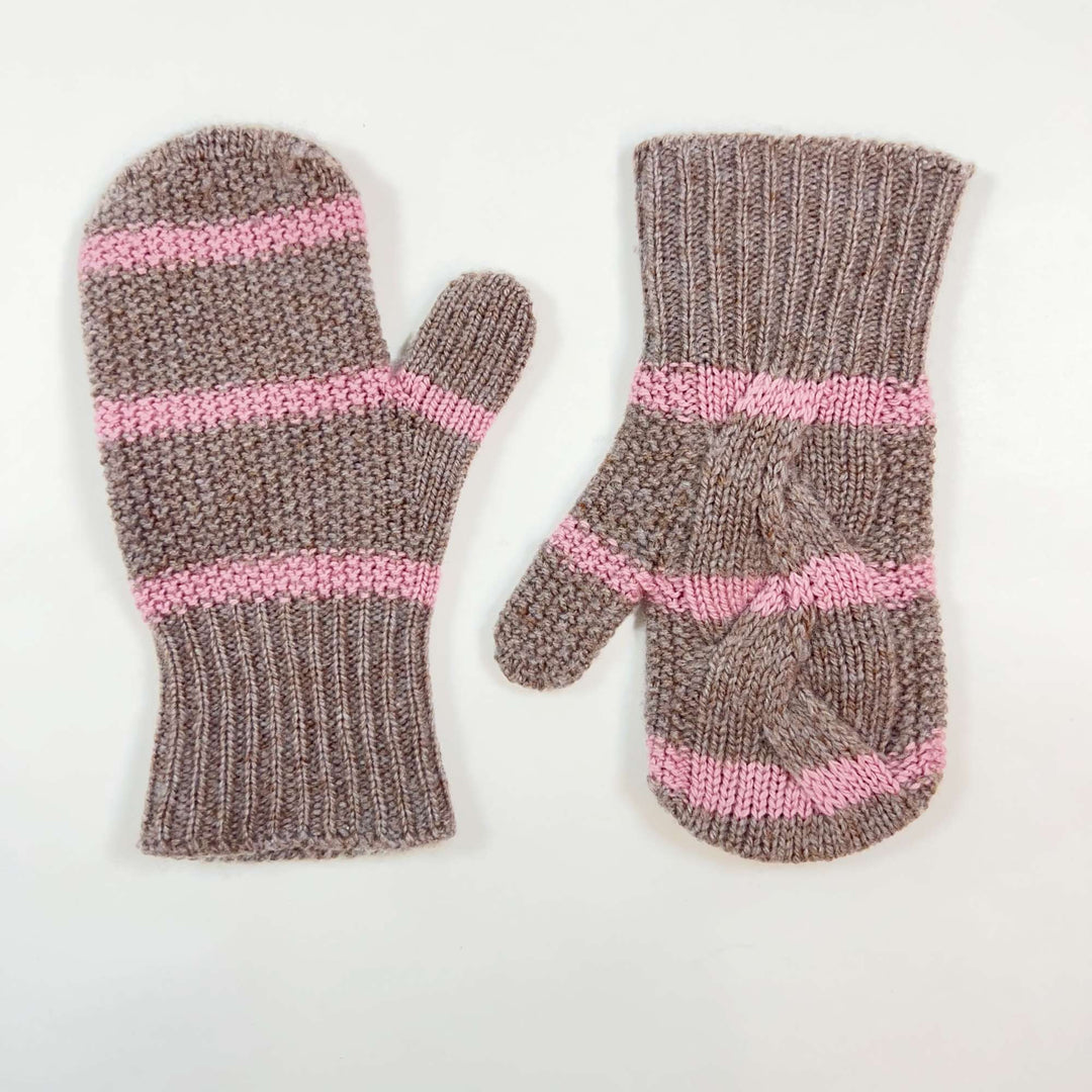 Loro Piana ecru pink stripe cashmere mittens S (6-7Y) 2