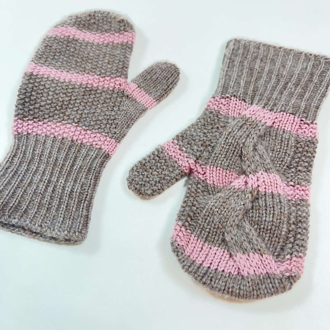 Loro Piana ecru pink stripe cashmere mittens S (6-7Y) 3