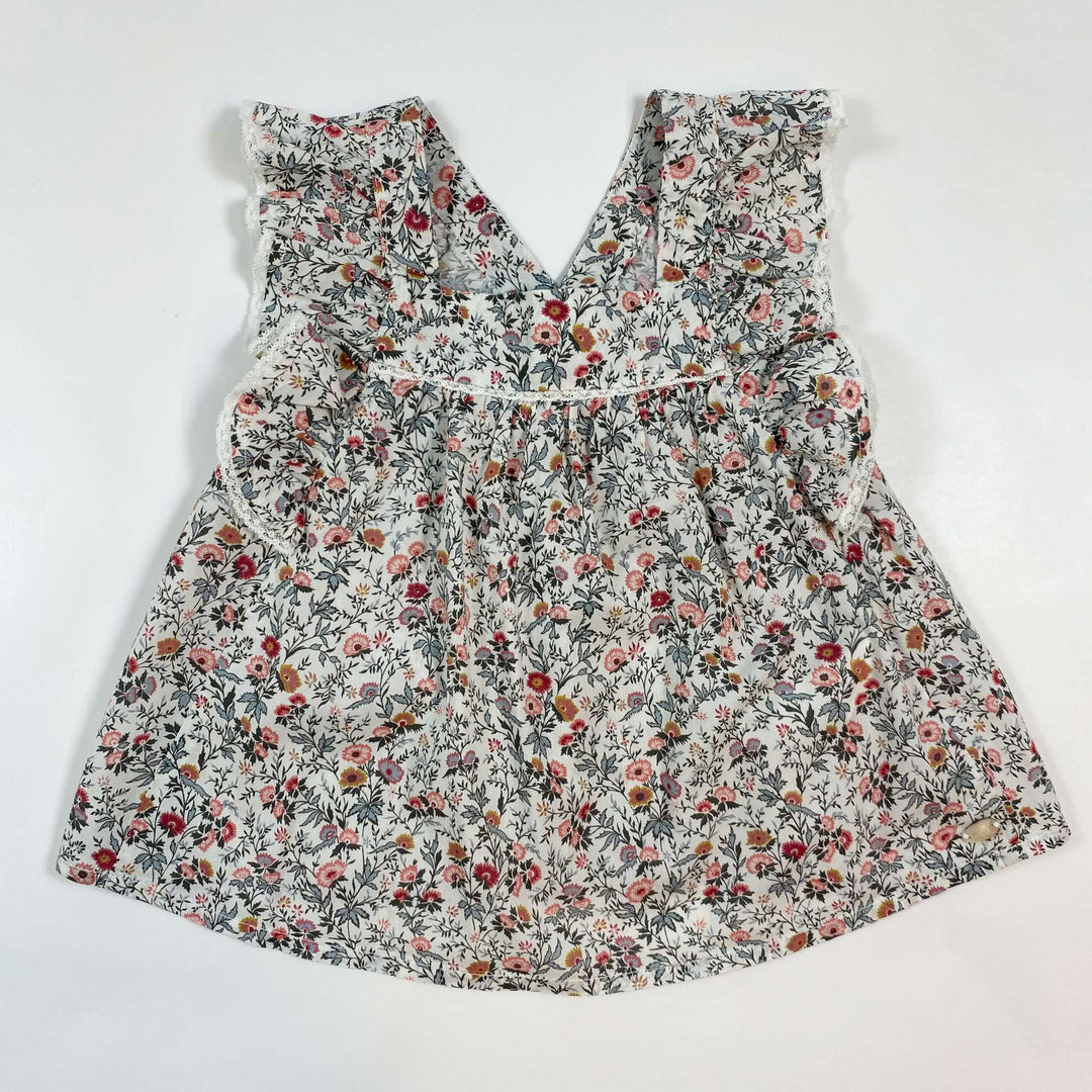 Tartine et Chocolat floral sleeveless blouse with lace lining 2Y 1