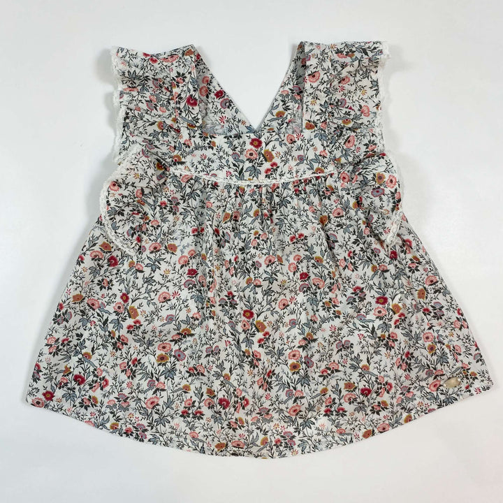 Tartine et Chocolat floral sleeveless blouse with lace lining 2Y 1