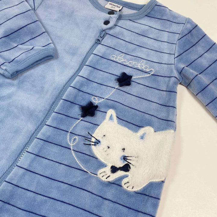 Absorba light blue cat zip pyjamas 12M/74 2