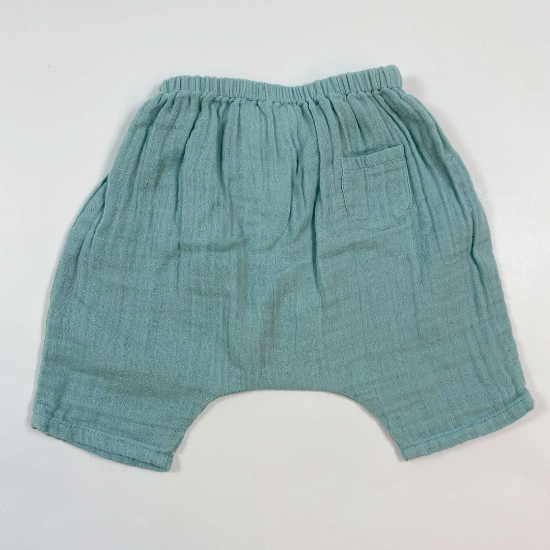 Cyrillus sea green muslin baby trousers 1M 2