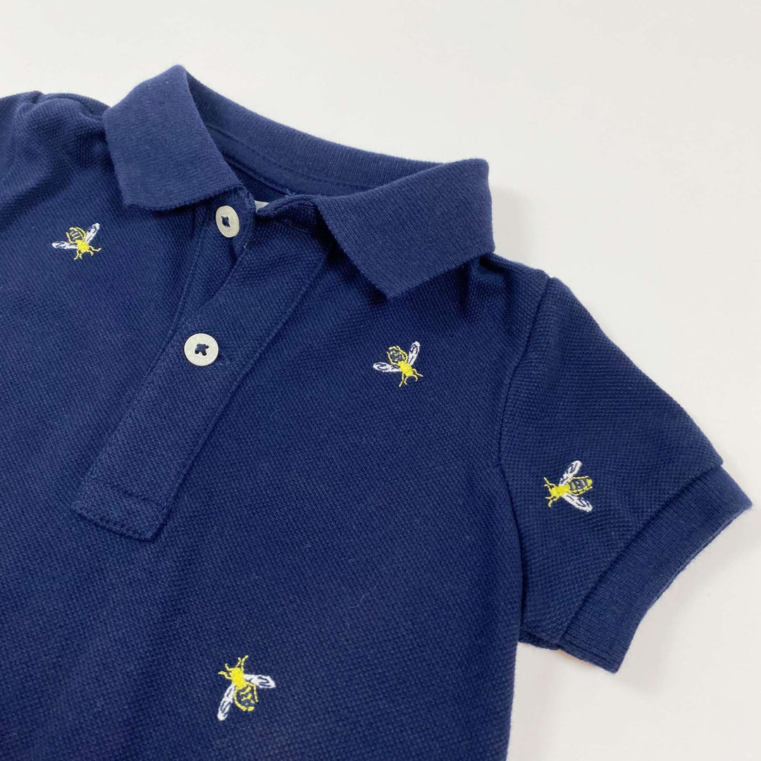 Ralph Lauren navy bee embroidered polo romper Second Season 6M 2
