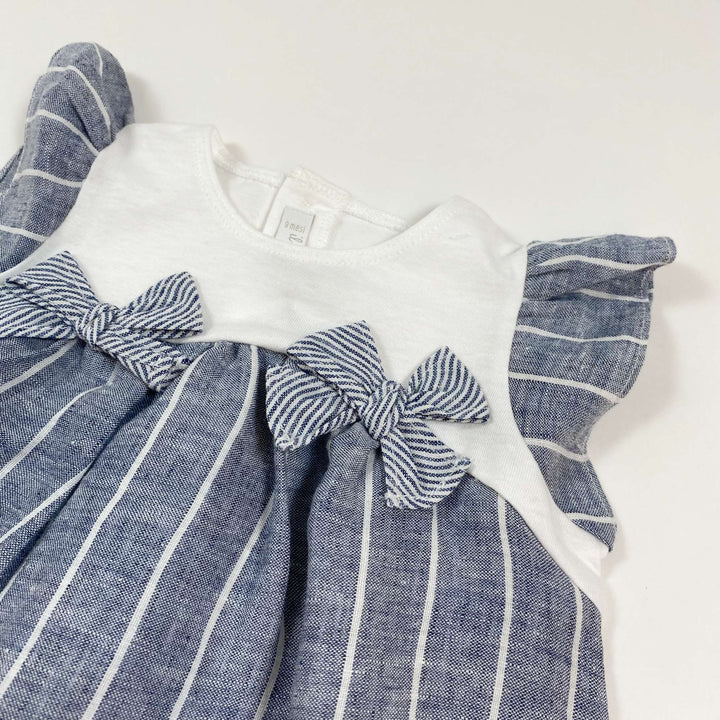 Il Gufo blue linen/cotton striped romper Second Season 9M 3