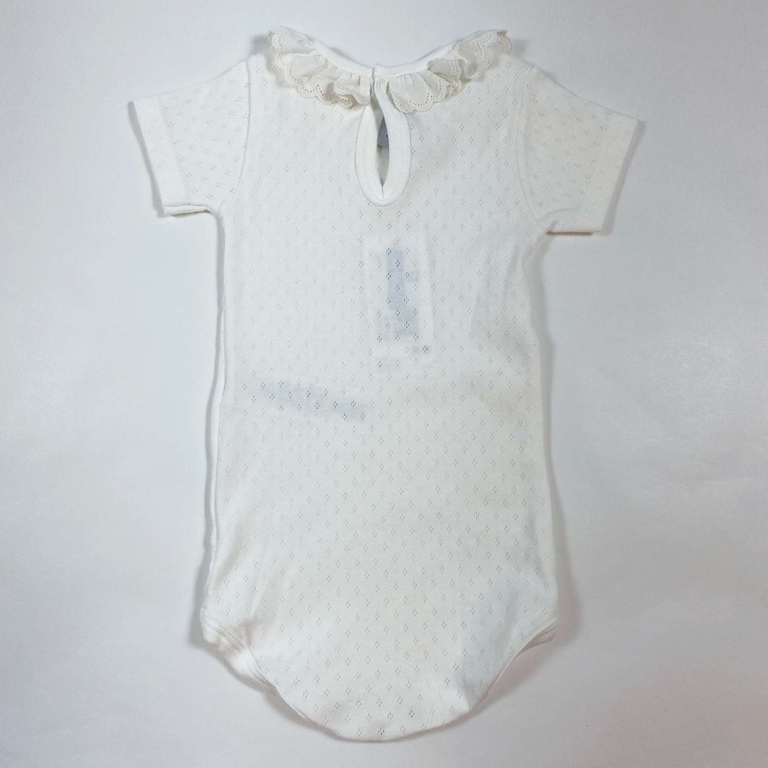 Petit Bateau white short-sleeved pointelle collared body Second Season 12M/74 3