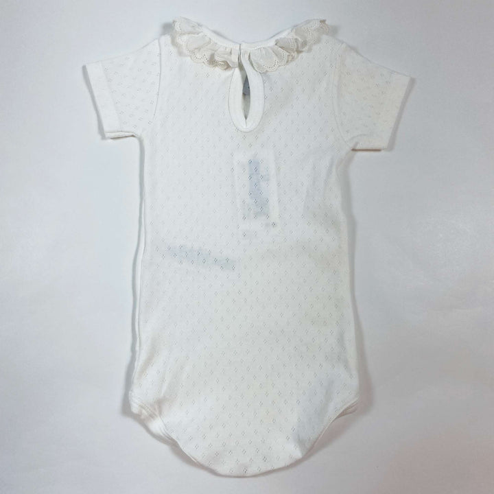 Petit Bateau white short-sleeved pointelle collared body Second Season 12M/74 3