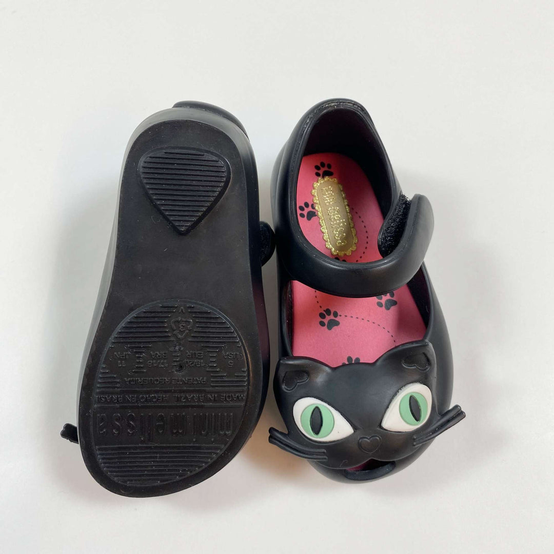 Mini Melissa black cat rubber ballerinas 19/20 2