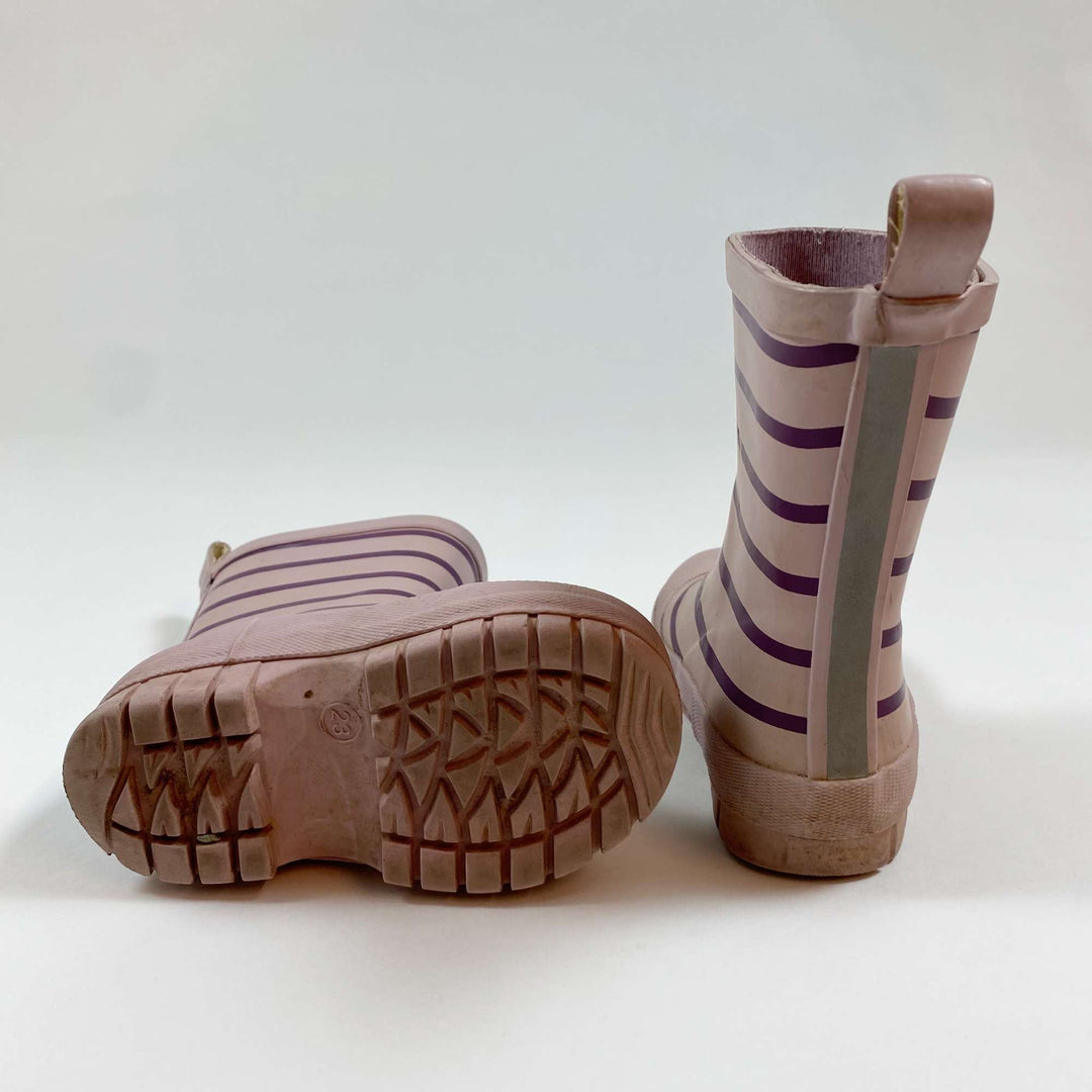 Polarn O. Pyret purple striped rain boots 23 2