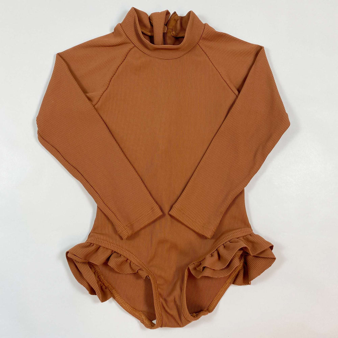 Lil' Atelier terracotta ribbed UV swimsuit 2-3Y/98 1