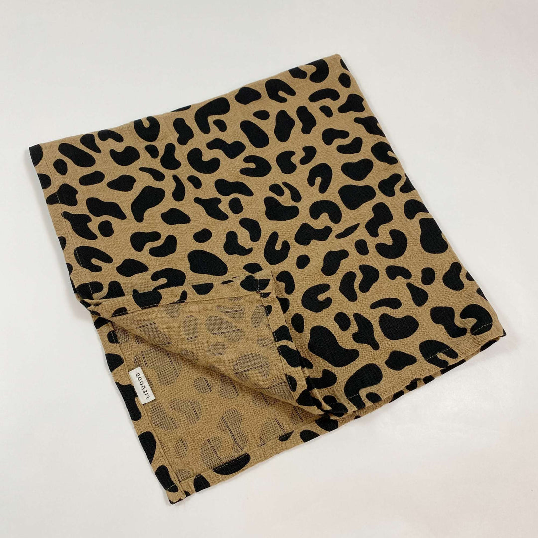 Liewood leopard print organic cotton muslin blanket 65x65cm 1