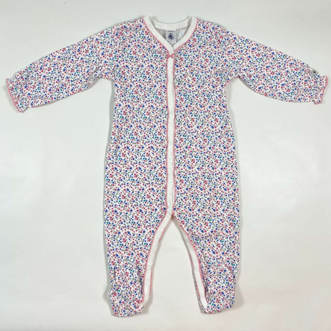 Petit Bateau pink floral footed pyjama Second Season 12M/74 1