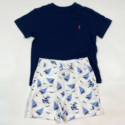 Ralph Lauren navy sail print casual t-shirt & shorts summer set Second Season diff. sizes 1