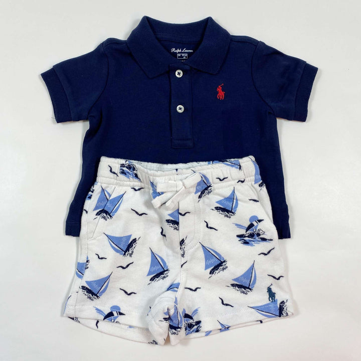 Ralph Lauren navy sail print polo & short summer set Second Season diff. sizes 1