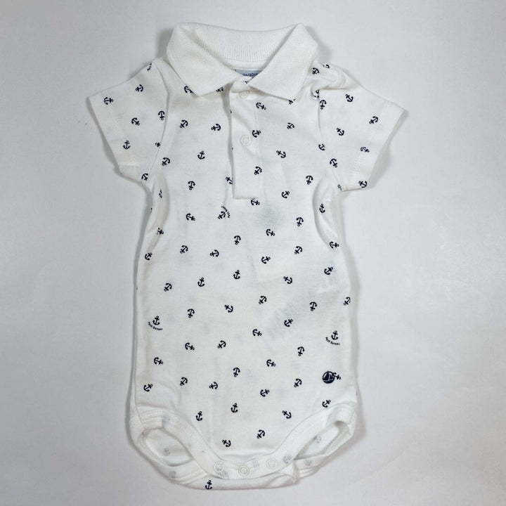 Petit Bateau anchor print short-sleeved collared body Second Season 3M/60 1