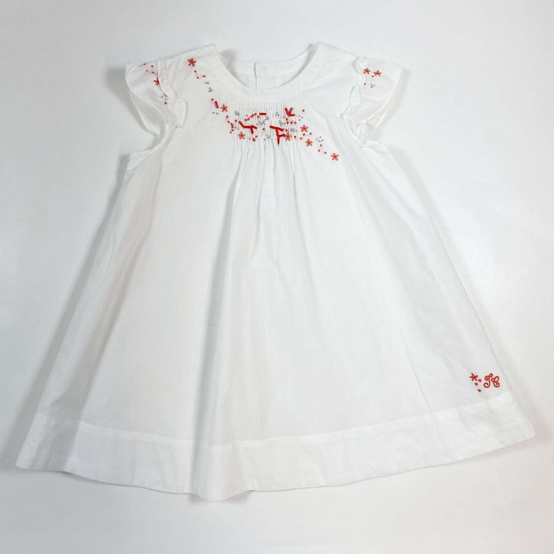 Tartine et Chocolat white coral detail embroidered dress 2Y 1