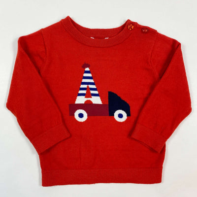 Jacadi red truck print sweater 18M/81 1