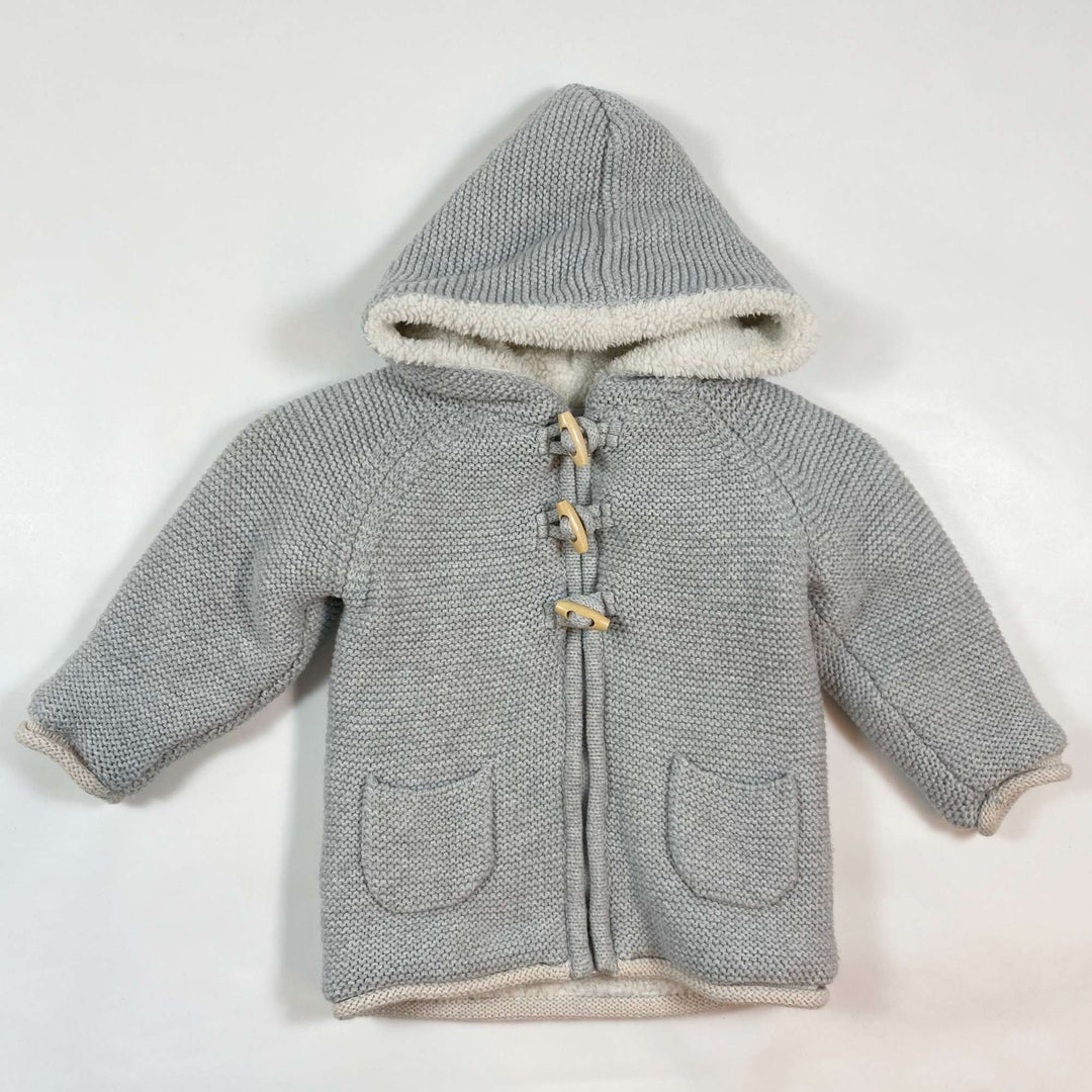 Cadet Rousselle grey teddy lined hooded jacket 12M 2
