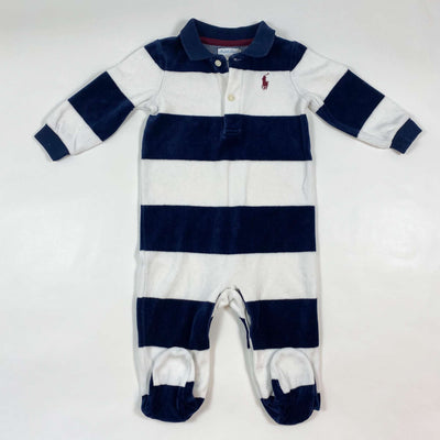 Ralph Lauren navy rugby stripe velvet pyjama 9M 1