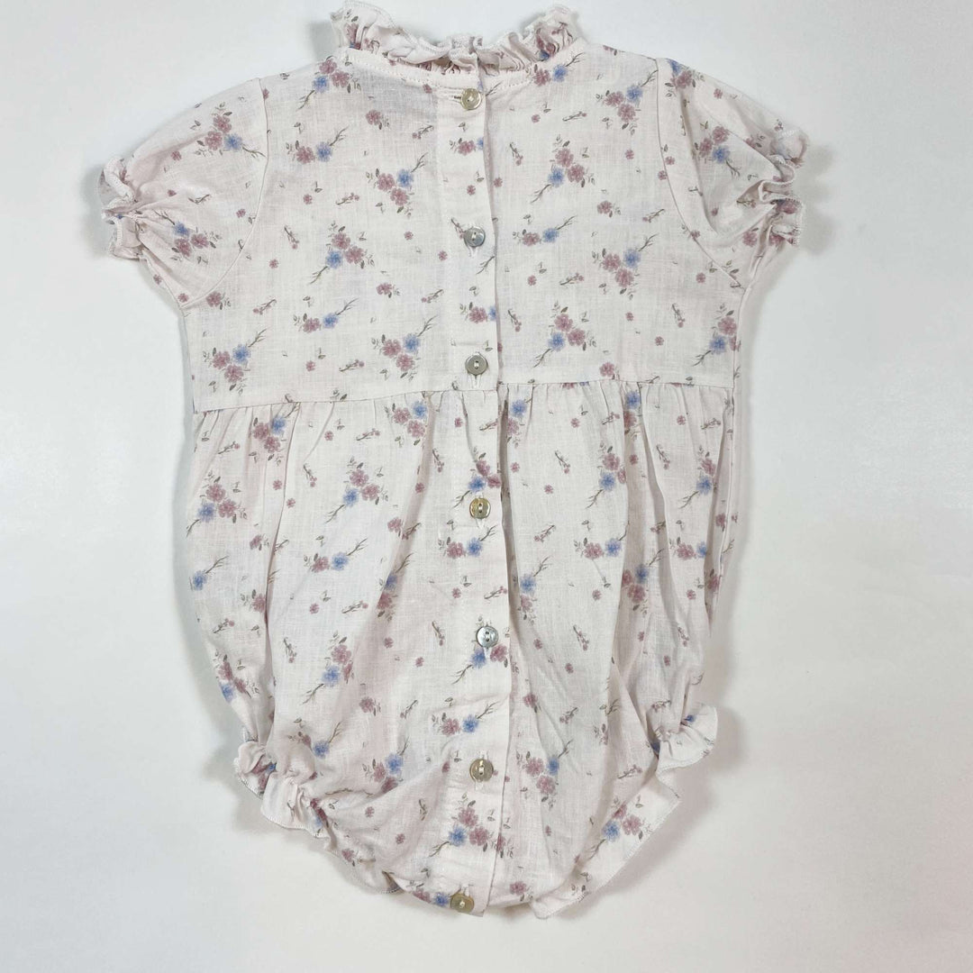 Bebe Organic pastel fleurs linen blend romper 3M 3