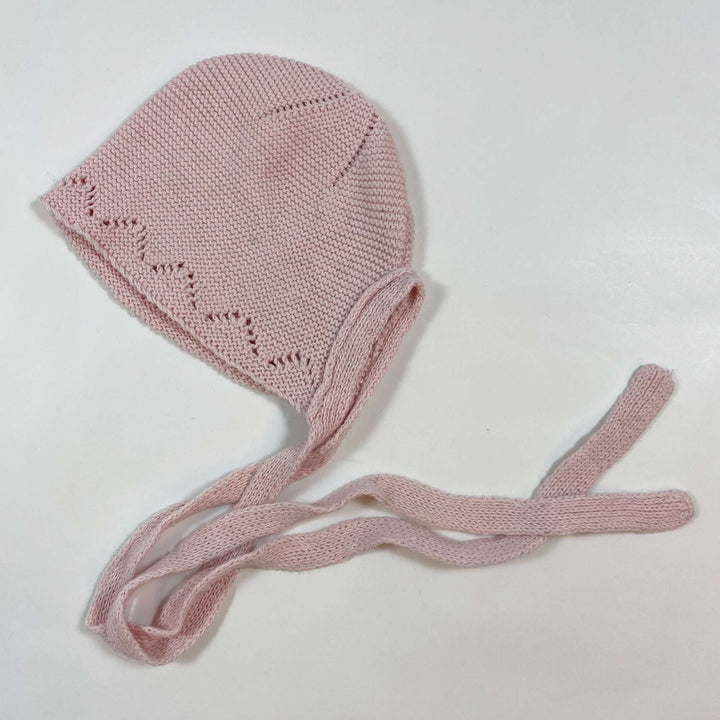 La Coqueta pink baby bonnet 0M 2