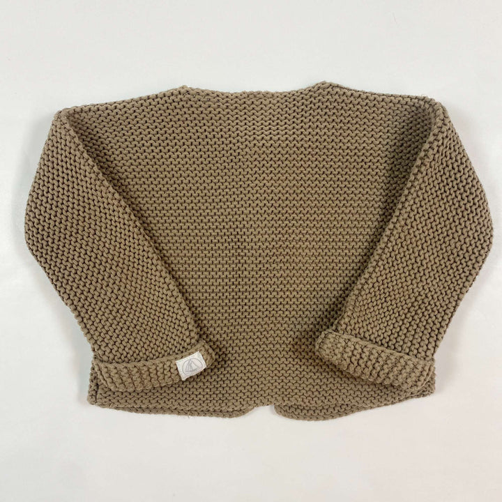 Petit Bateau brown heavy knit cardigan 12M/74 2
