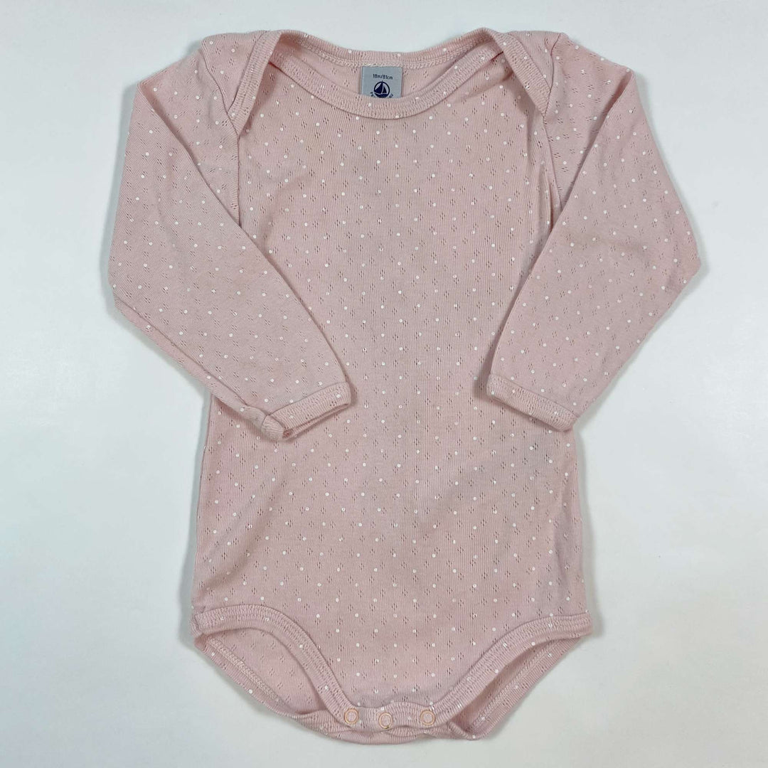 Petit Bateau pink pointelle long-sleeve body 18M/81 1