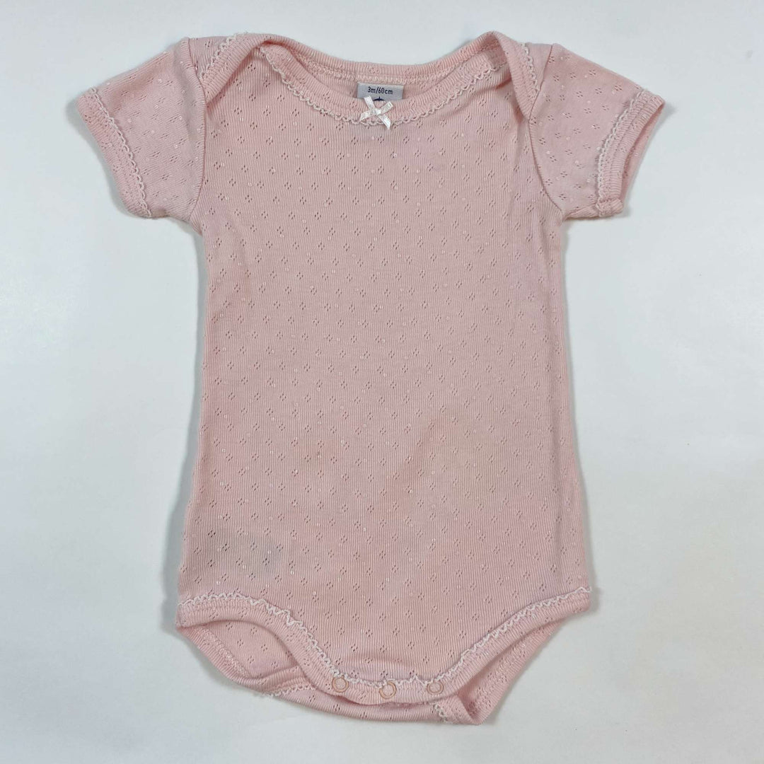 Petit Bateau pink pointelle short-sleeve body 3M/60 1