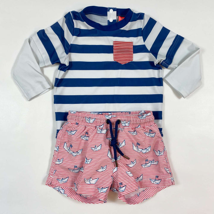 Sunuva striped UV long sleeve swim top and shorts set 6-12M 1