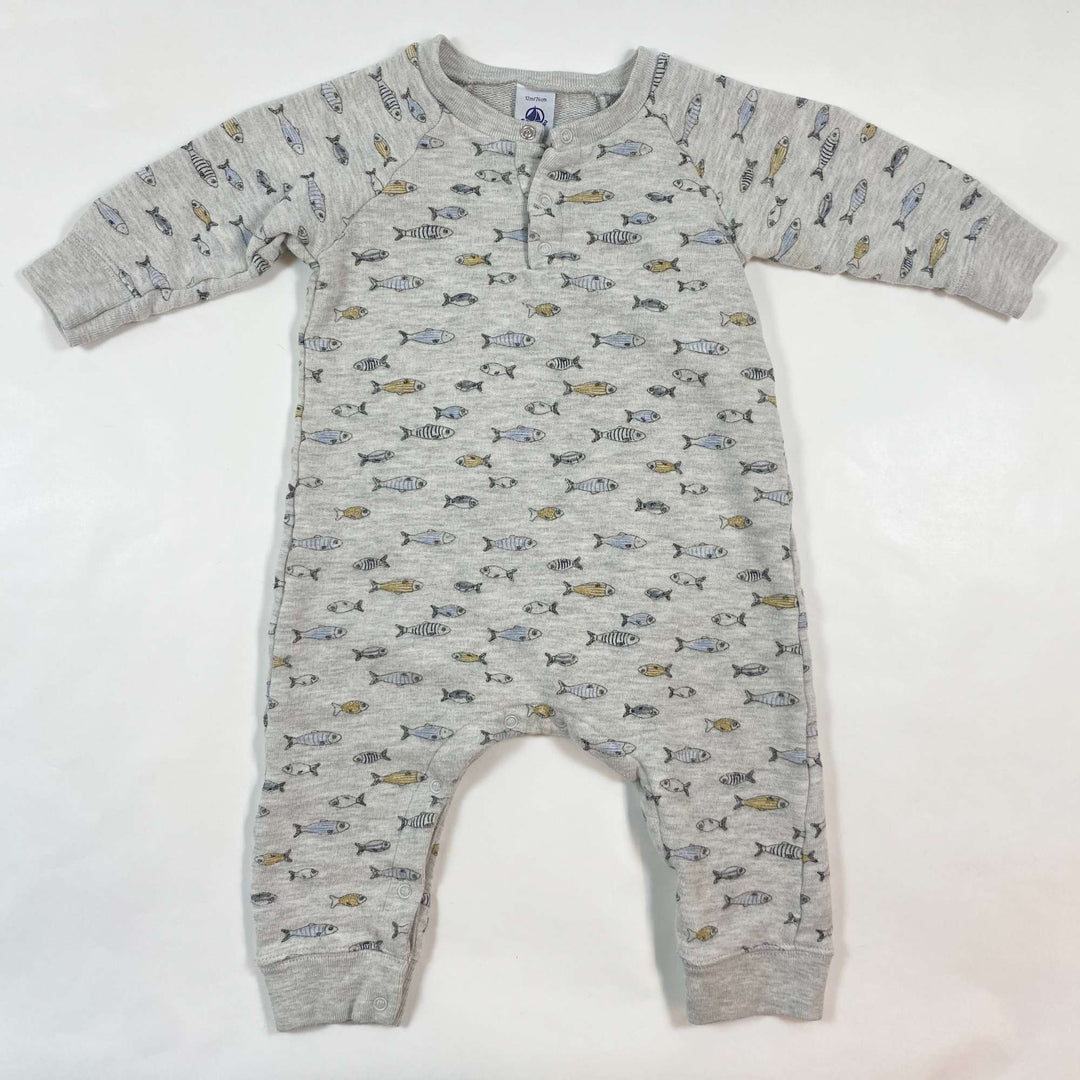 Petit Bateau grey fish print jumpsuit 12M/74 1