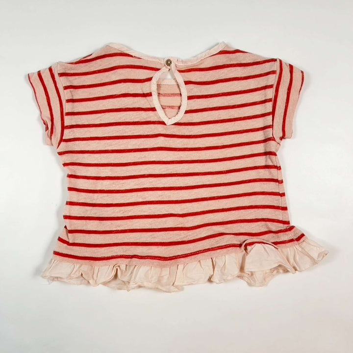 Zara pink striped linen-mix t-shirt  6-9M/74 2