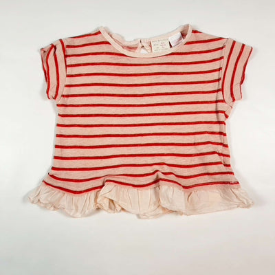 Zara pink striped linen-mix t-shirt  6-9M/74 1