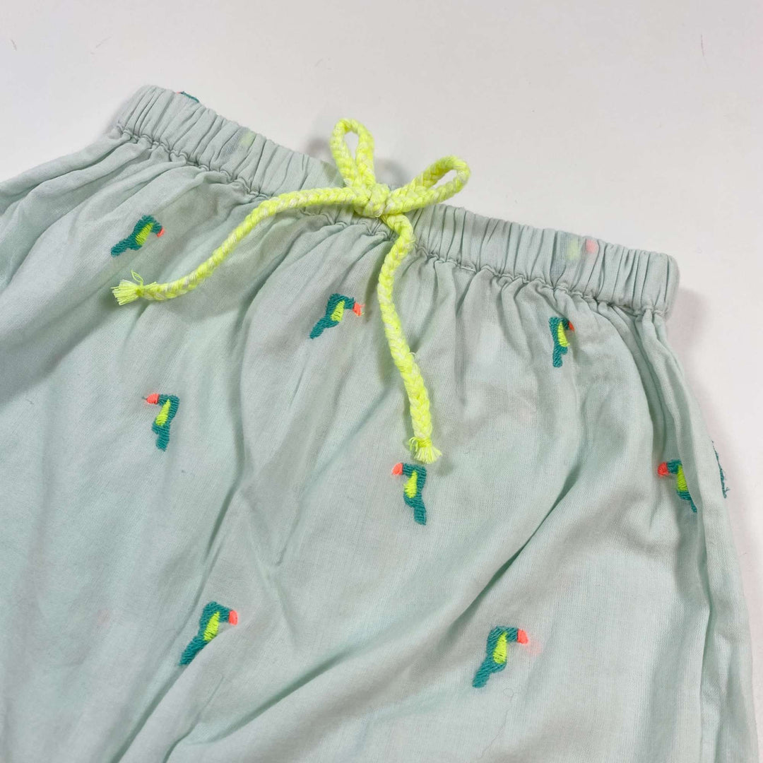 Bonheur du Jour mint toucan embroidered trousers 6M/68 2